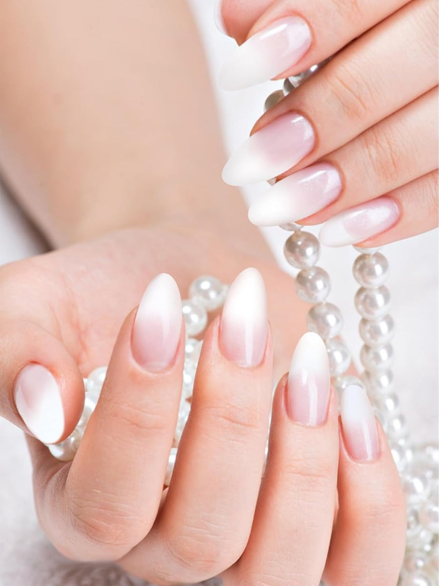 Kit Adesivi per Unghie in Gel Semipolimerizzato - 20 Strisce Autoadesive con Accessori per Manicure bianco solido