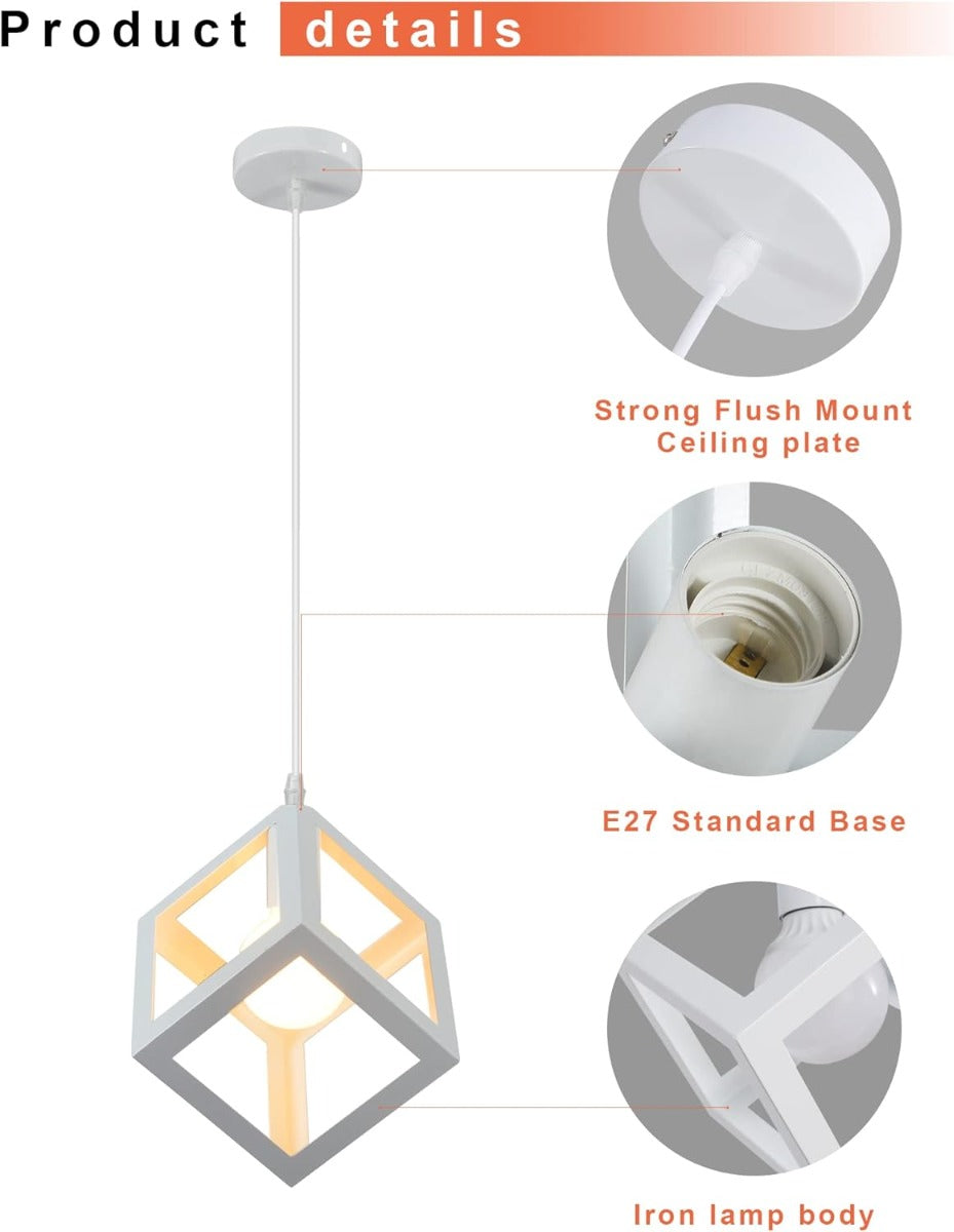 Lampadario a Sospensione Vintage Industriale a Forma di Cubo