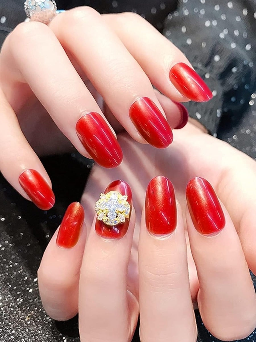 Kit Strisce Adesive per Unghie in Gel - 20 Pezzi con Lima e Bastoncino per Manicure Perfetta rosso