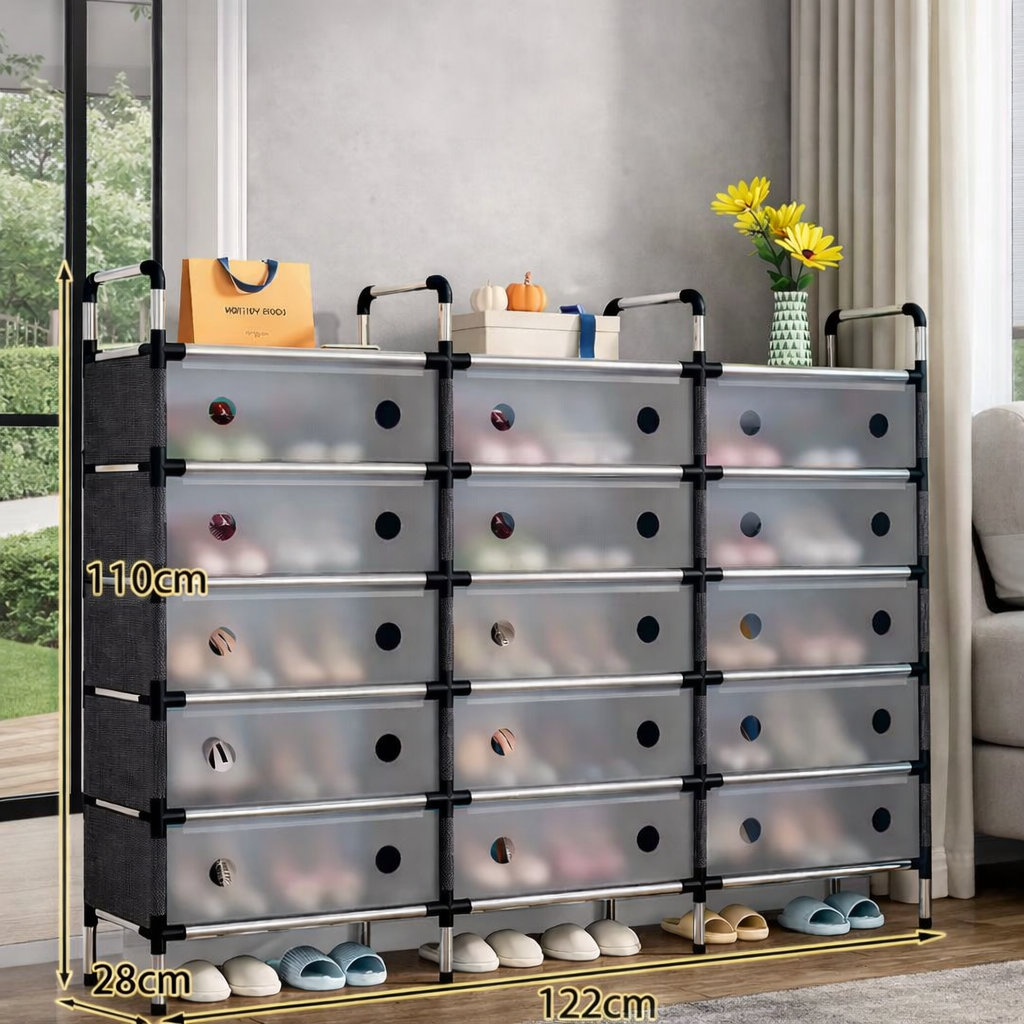 Scarpiera Modulabile Salvaspazio con Cassetti Trasparenti Organizer Scarpe Multilivello Elegante e Resistente