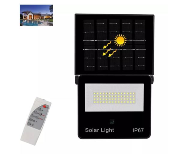 TE - B0635 Faro Solare LED con Pannello Solare Integrato e Telecomando IP67 – Illuminazione Esterna Efficiente e Ecologica
