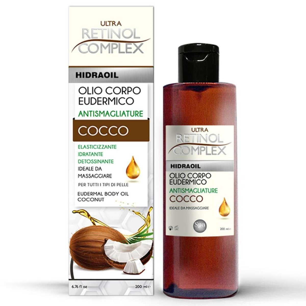 Olio di Cocco Eudermico Antismagliature – Idratante e Nutriente per Corpo e Pelle – 200 ml