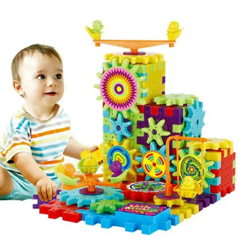 Costruzioni per bambini blocchi di apprendimento in plastica ad incastro multicolore 81 pezzi
