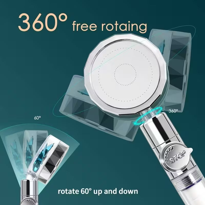 Soffione Doccia Anticalcare Alta Pressione – Filtro PP Sostituibile, Pulsante ON/OFF, Rotazione 360°, Facile da Installare e Pulire