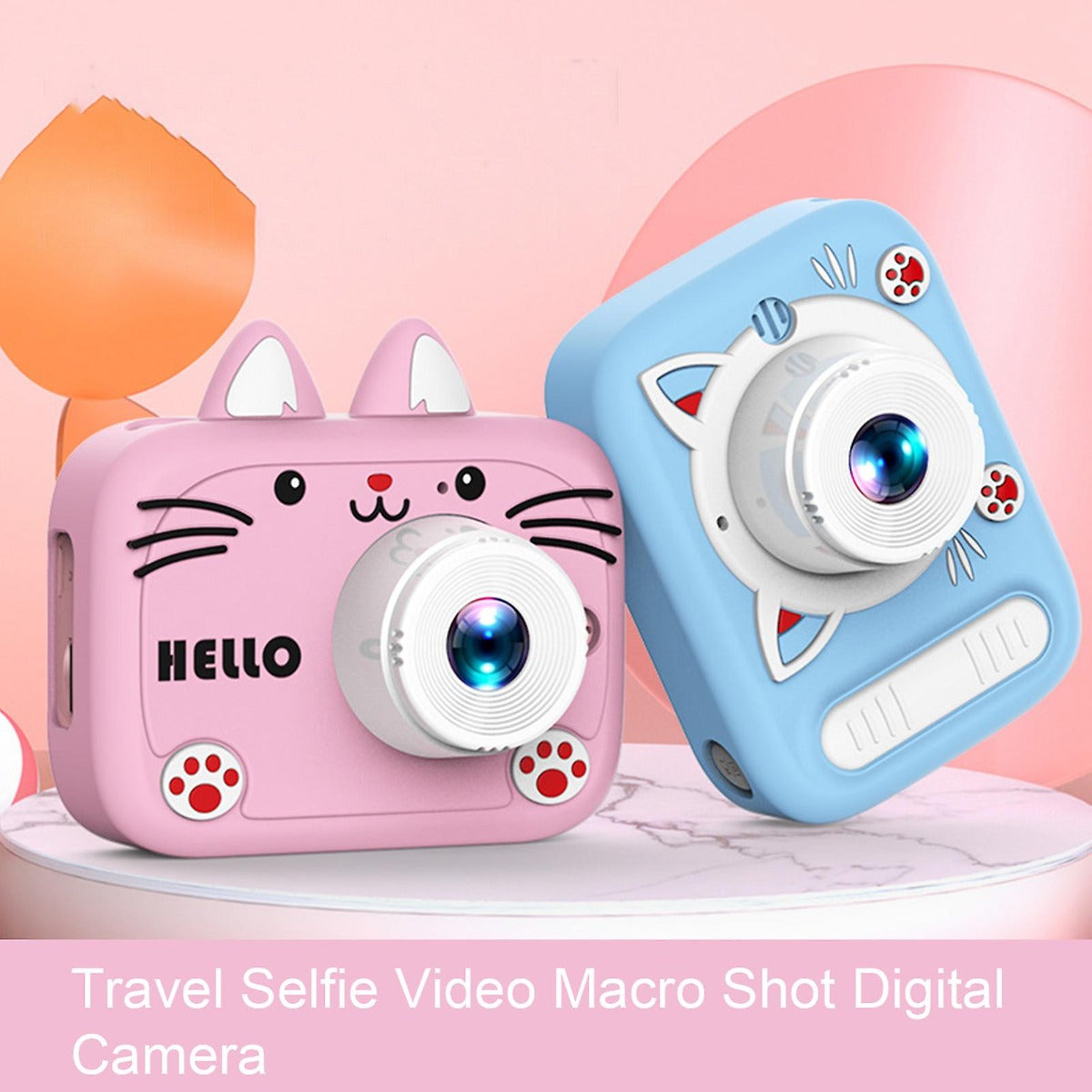 Fotocamera Digitale per Bambini X900 - Design a Forma di Gatto, HD, Selfie e Video Macro
