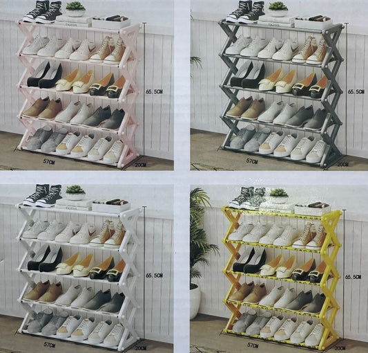 Scarpiera a 5 Ripiani in Legno – Organizzatore Salvaspazio per Scarpe, Stivali e Accessori- col. bianco