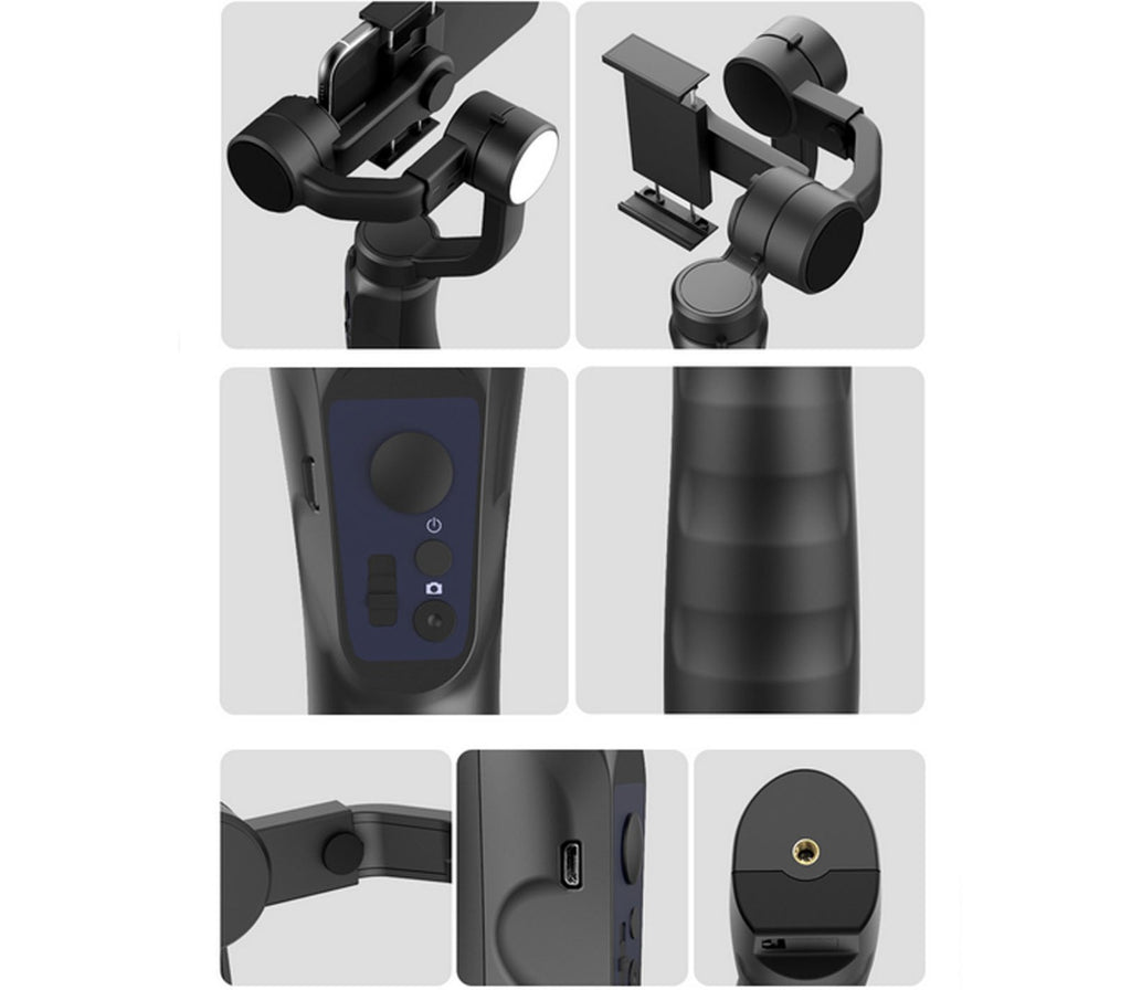 Stabilizzatore a 3 assi per smartphone manico telescopico con treppiede q-ytf6