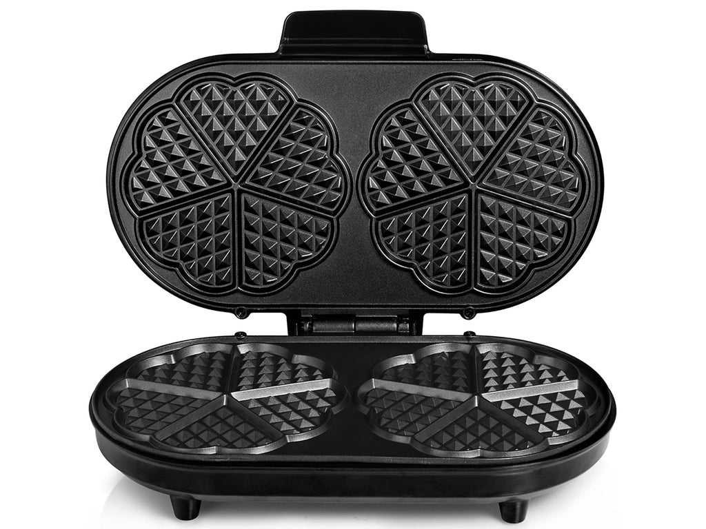 Doppia piastra per waffle cialde sottili a forma di cuore 1200 w