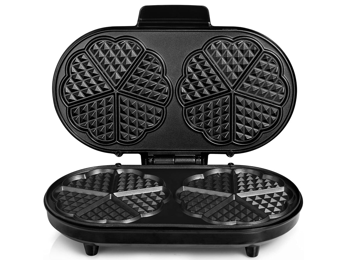 Doppia piastra per waffle cialde sottili a forma di cuore 1200 w