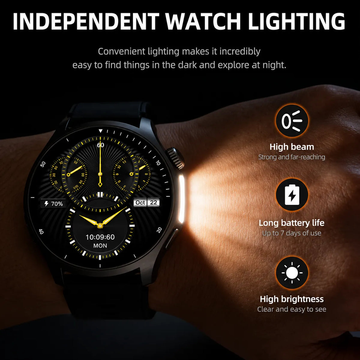 Smartwatch HW18 PRO+ AMOLED 1,46" HD Bluetooth Chiamate Torcia LED con 3 Cinturini