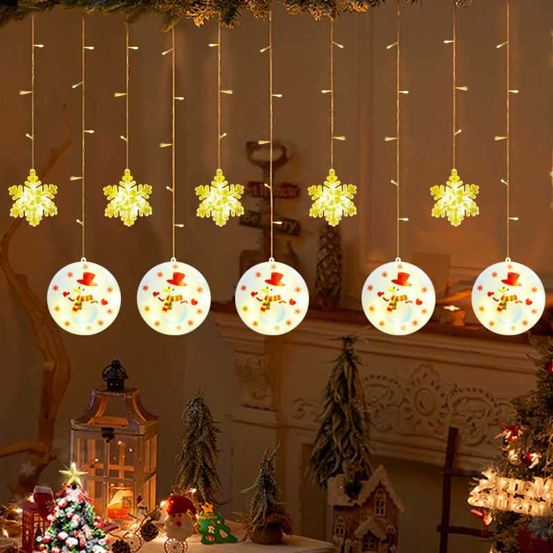 Catena Luminosa Natalizia a LED con Fiocchi di Neve e Dischi Decorativi – Luci da Interno per Albero e Casa – Varianti Casuali dei Dischi
