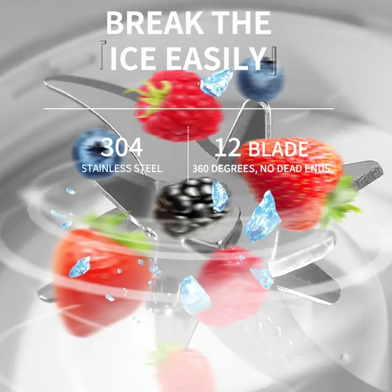 Frullatore Portatile Professionale da 420 ml con 12 Lame in Acciaio Inox, 4 Modalità Intelligenti, Ricarica USB e Isolamento Termico – Ideale per Smoothie, Frullati, Succhi e Uso in Movimento