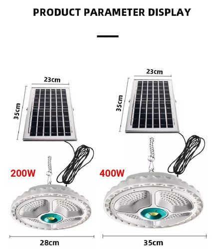 Lampada Plafoniera 200W con Pannello Solare – 156 LED COB, Telecomando e Accessori