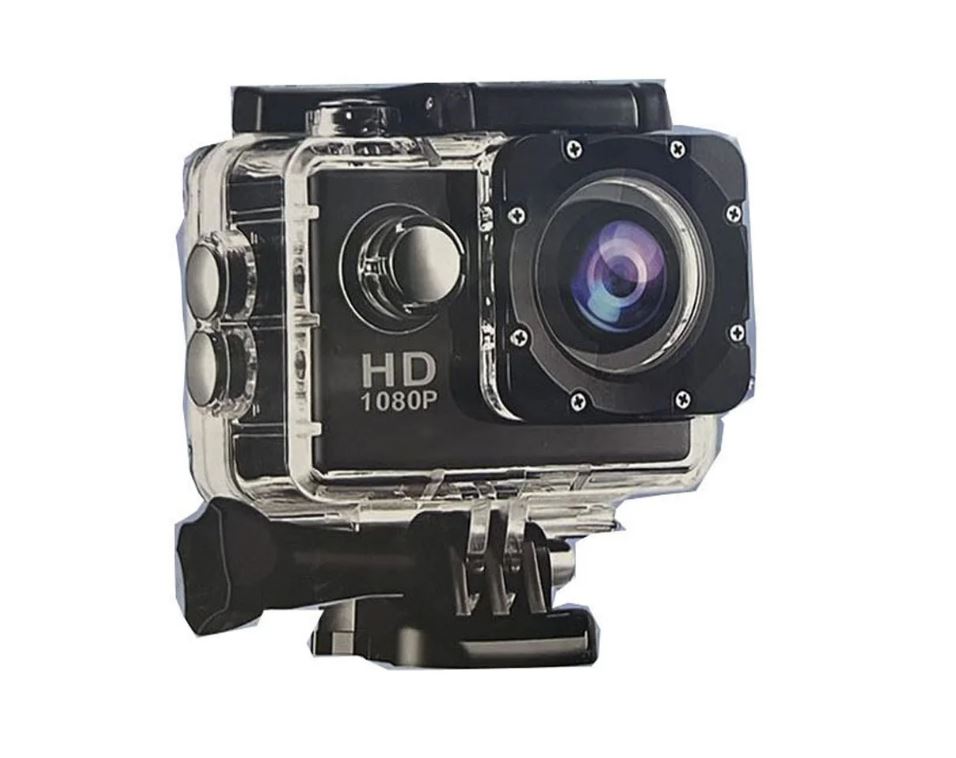 Mini Action Camera Subacquea 1080p con Custodia Impermeabile 30m e Lente Grandangolare 140°