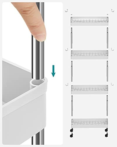 Carrello Portaoggetti A 4 Ripiani Scaffale Con Ruote