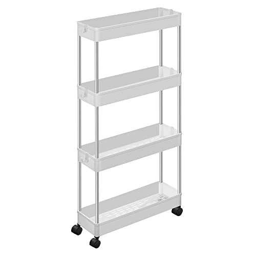 Carrello Portaoggetti A 4 Ripiani Scaffale Con Ruote