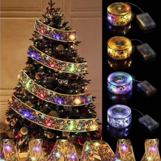 Nastro di Natale Luminoso con Luci LED - Decorazione Natalizia Argento 5 metri
