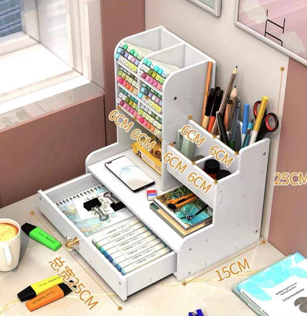 Organizer da scrivania con cassetto multifunzione portapenne da scrivania per uf