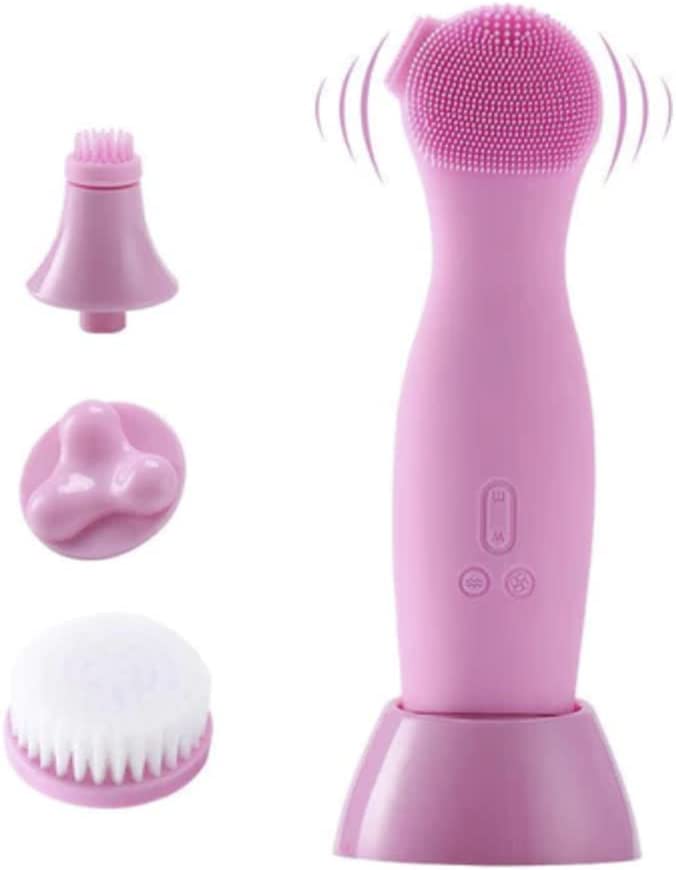 Spazzola facciale elettrica per pulizia massaggio viso teste in gel silice aorlis ao-77873