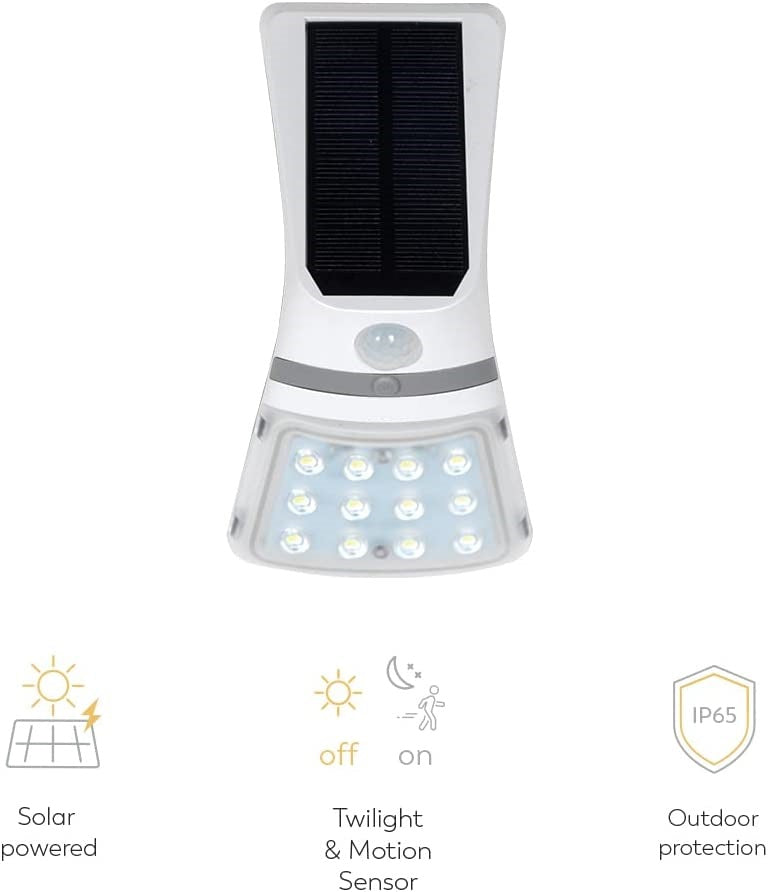 Lampada solare led da muro faretto 3,5w 430 lm sensore crepuscolare e movimento FO-TA204