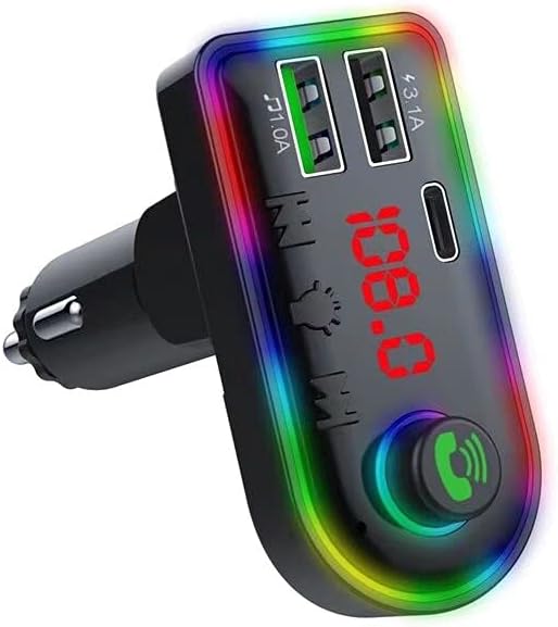Trasmettitore FM Bluetooth per Auto – Adattatore Multifunzionale con Vivavoce e Ricarica USB