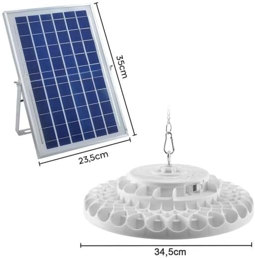 Plafoniera Lampada 400W A Sospensione con Pannello Solare e 236 LED, 1300lm