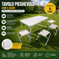 Tavolo Pieghevole con 4 Sedie – Set Campeggio Portatile Salvaspazio | Tavolino Richiudibile a Valigetta per Picnic, Giardino e Viaggi