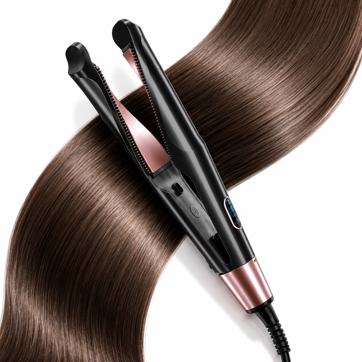 Piastra e Arricciacapelli 2-in-1 con Tecnologia Twist – Display LCD e Calore Regolabile