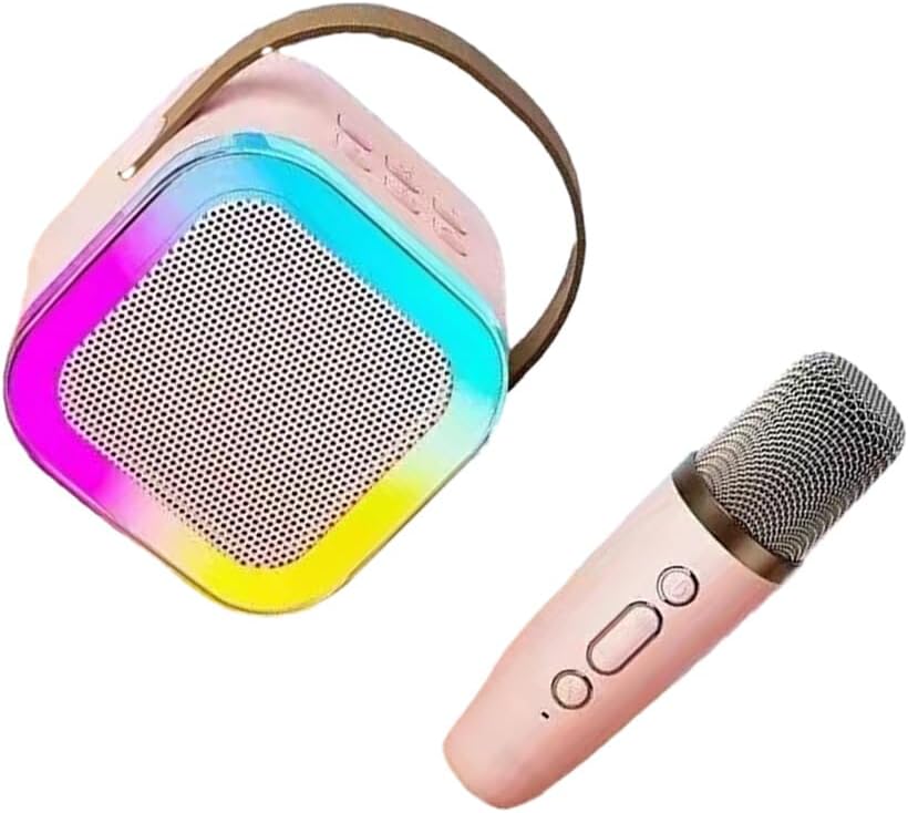 Microfono Karaoke Portatile Wireless Bluetooth 5.0 con Audio HD, Batteria Ricaricabile, Luci LED e Effetti Sonori per Feste Bambini e Adulti