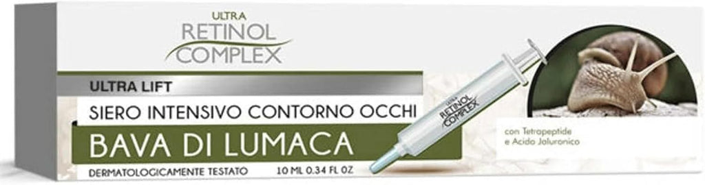 Siero Intensivo Contorno Occhi Bava di Lumaca Ultra Lift – Retinol Complex, Riduce Occhiaie, Borse e Rughe, 15ml