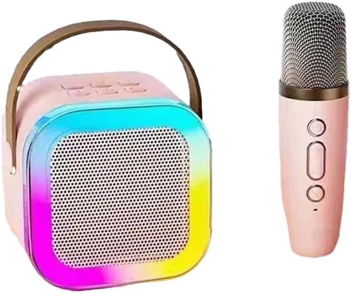 Microfono Karaoke Portatile Wireless Bluetooth 5.0 con Audio HD, Batteria Ricaricabile, Luci LED e Effetti Sonori per Feste Bambini e Adulti