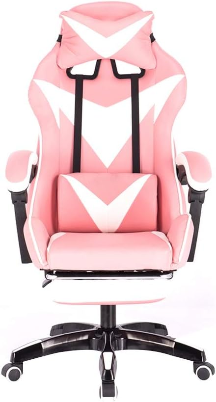 Poltrona Gaming Ergonomica Reclinabile con Poggiapiedi Estraibile, Cuscini Lombare e Cervicale, Altezza Regolabile