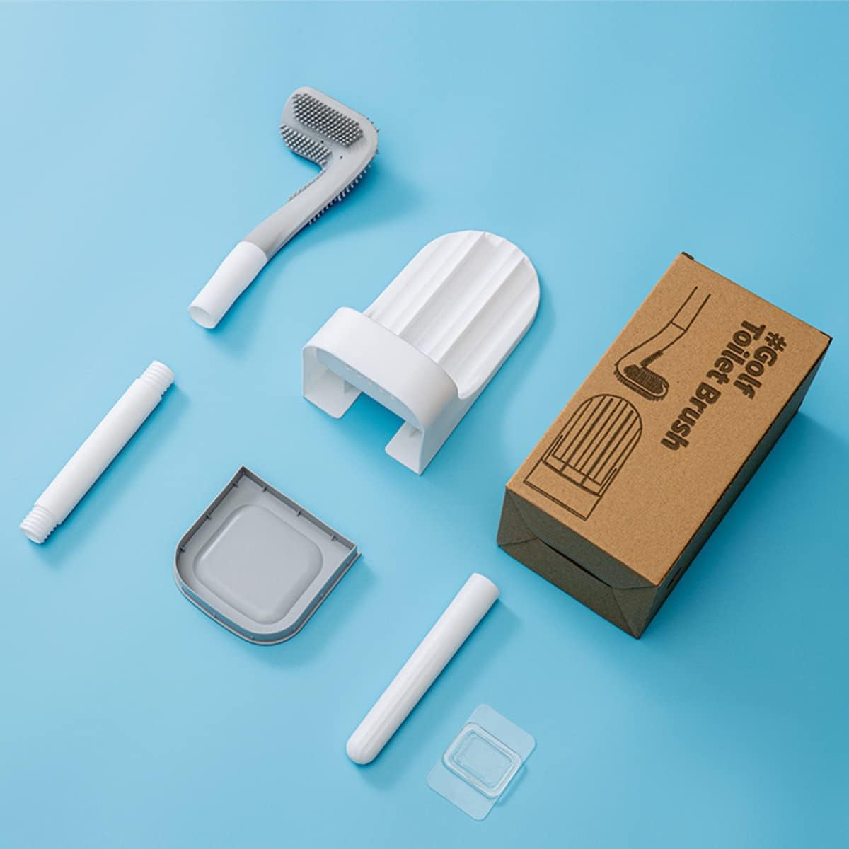 Scopino WC in Silicone con Design a Mazza da Golf | Setola Flessibile TPR, Asciugatura Rapida e Supporto Antigoccia
