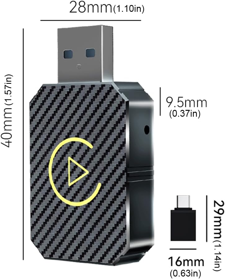 Adattatore Wireless 2 in 1 per CarPlay e Android Auto – Plug & Play, Connessione Bluetooth/Wi-Fi, Compatibile con USB-A/C
