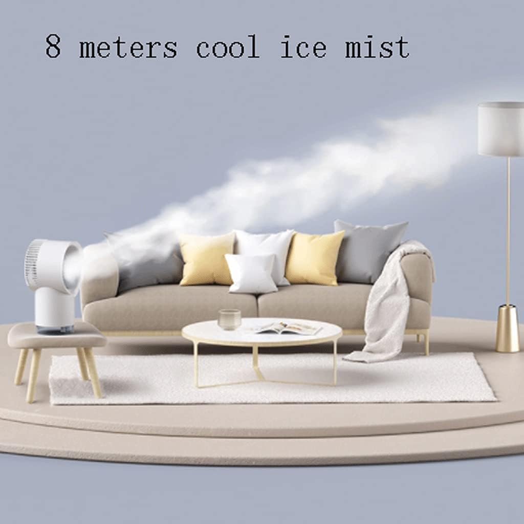 Ventilatore Ricaricabile con Nebbia di Ghiaccio e Luce Notturna – Ventilatore da Tavolo Portatile per Casa, Ufficio, Viaggi e Campeggio