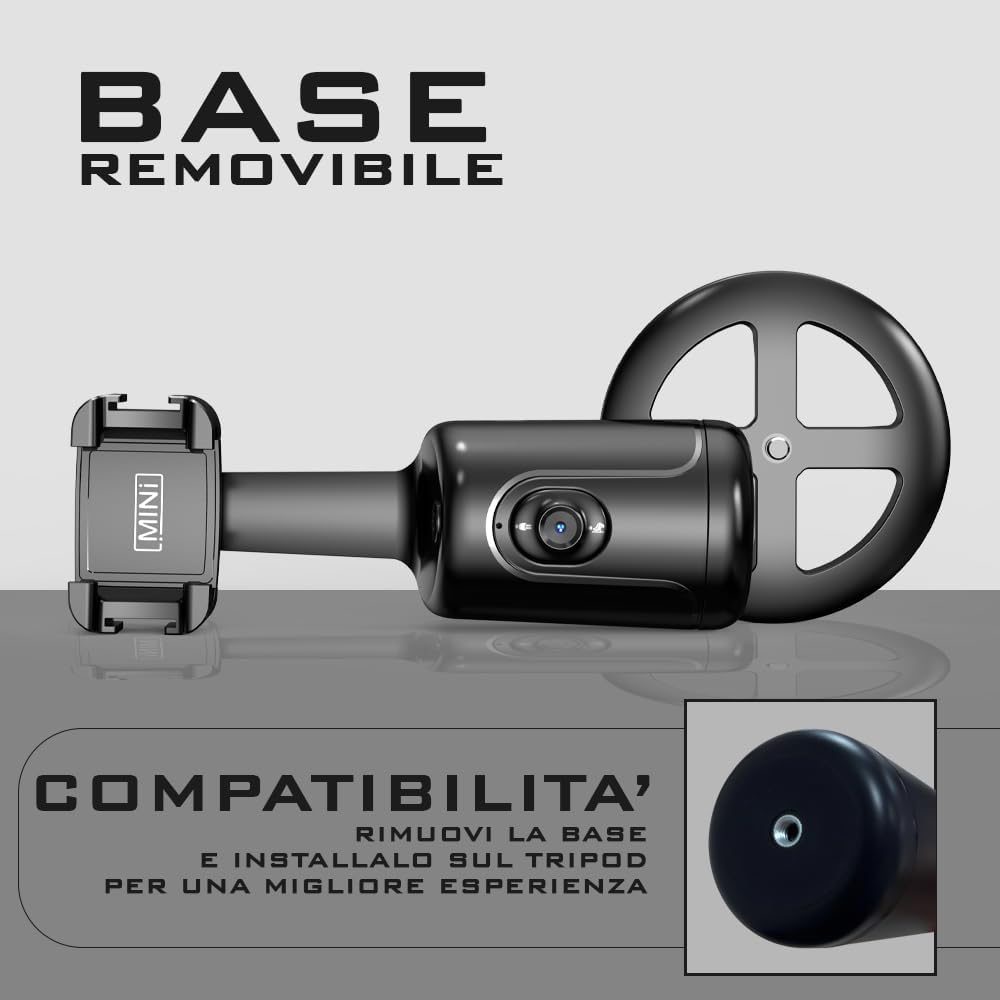 Stabilizzatore Smartphone con Tracciamento del Volto e Controllo Gestuale – Compatibile con Treppiedi, Connessione Bluetooth, USB-C, Nero