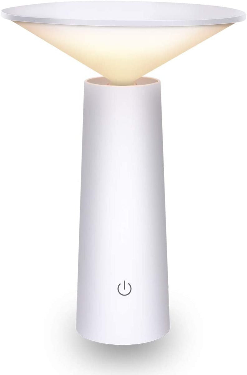 Lampada da tavolo da esterno moderna bianca 36LED USB, Lampada Ricaricabile con 180° Girevole 3 Colori
