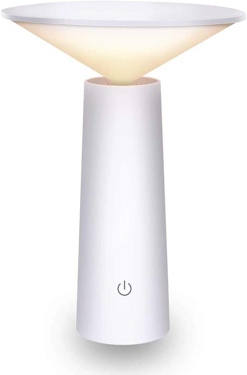 Lampada da tavolo da esterno moderna bianca 36LED USB, Lampada Ricaricabile con 180° Girevole 3 Colori