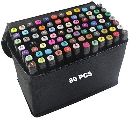 Pennarelli Ultra Fine a Doppia Punta - Set di 80 Colori,Non Tossici