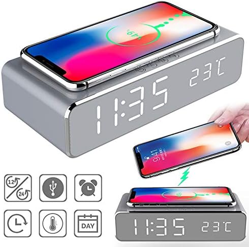 Radio sveglia ricarica rapida Wireless USB Digital LED scrivania sveglia