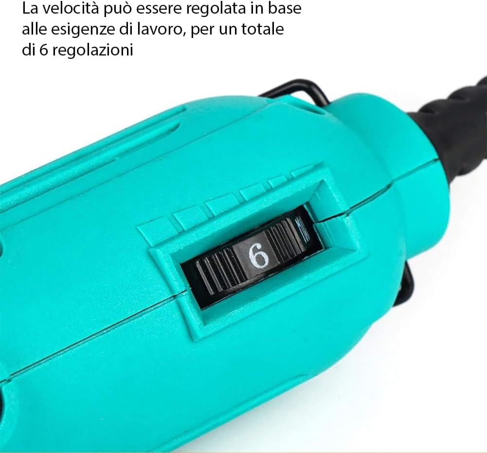 Mini Smerigliatrice Elettrica 180W con Velocità Regolabili e Valigetta 211 accessori - Utensile Rotativo per Bricolage e Fai da Te