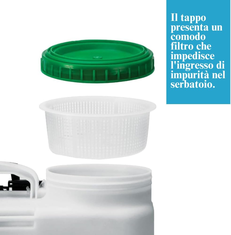 Pompa a Pressione Manuale per Giardinaggio, Serbatoio 16 Litri, Nebulizzatore a Spalla con 3 Ugelli Intercambiabili, Valvola di Sfiato, Leva Erogatrice e Tappo con Filtro