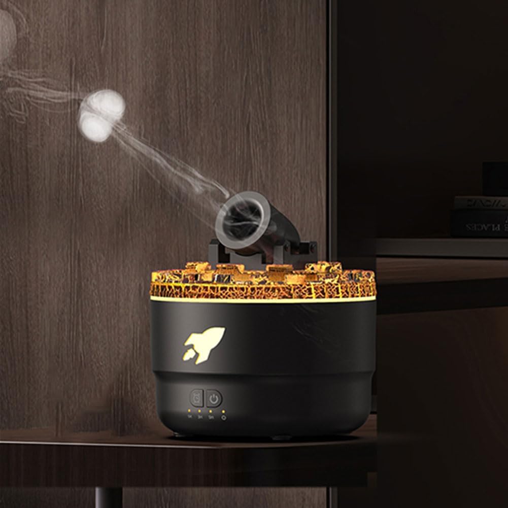 Umidificatore Diffusore di Oli Essenziali con Effetto Anelli di Fumo e Luci LED Colorate