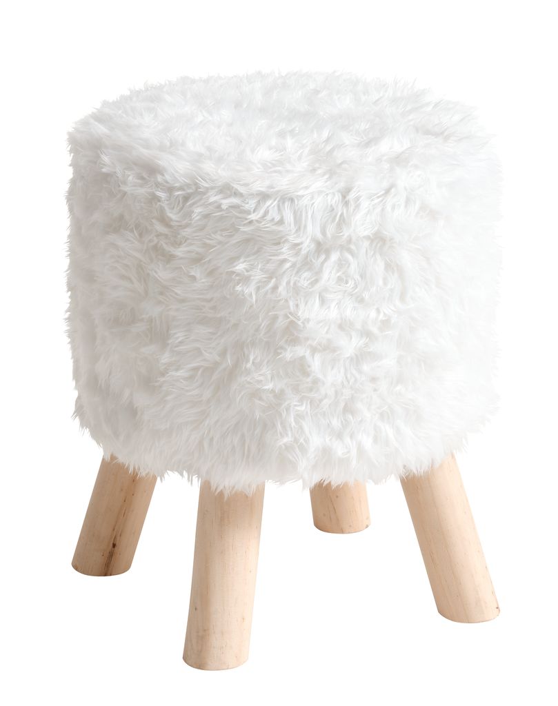 Sgabello pouf similpelliccia con poggiapiedi