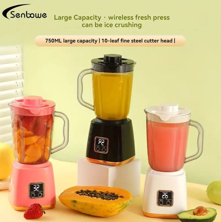 Frullatore Portatile USB 750ml – Spremiagrumi Ricaricabile, Compatto e Facile da Pulire, per Smoothie, Frutta, Verdura e Milkshake