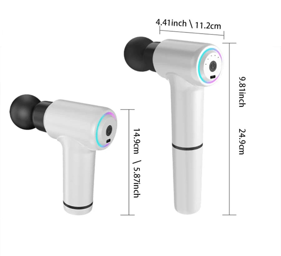 Massaggiatore portatile fascial gun per muscoli schiena addominali dolori allungabile