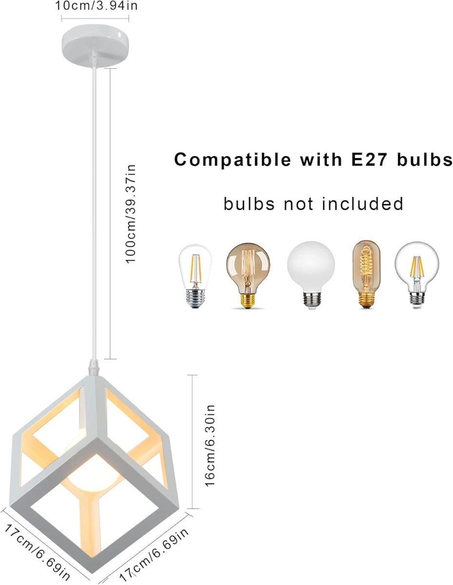 Lampadario a Sospensione Vintage Industriale a Forma di Cubo