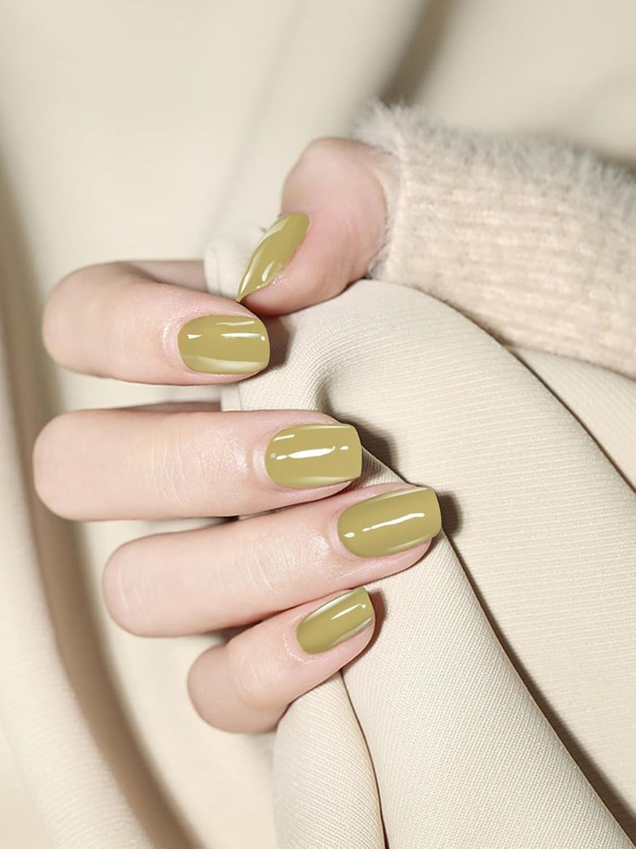 Kit Adesivi per Unghie in Gel Semipolimerizzato - 20 Strisce Autoadesive con Accessori per Manicure giallo oro
