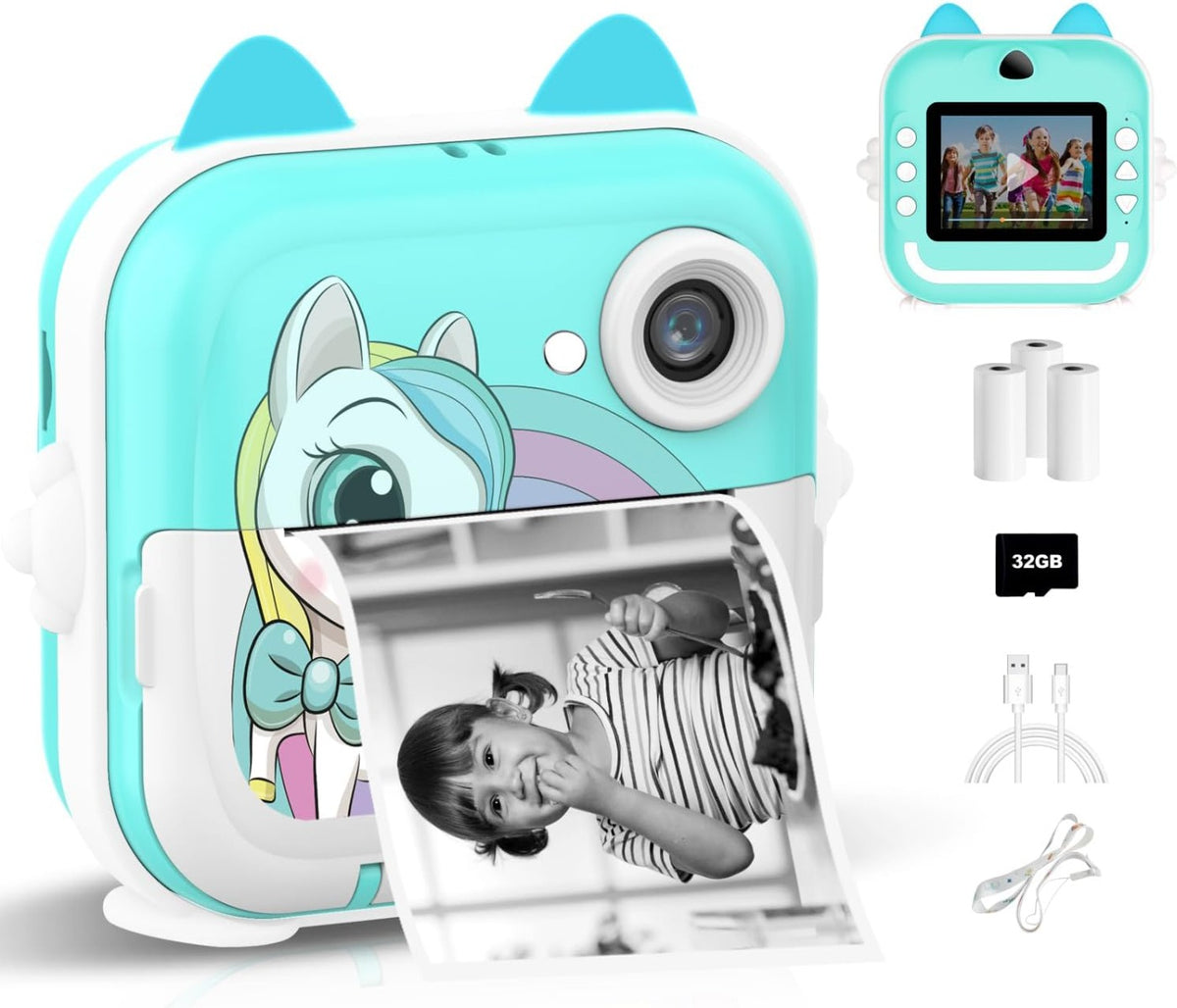 Macchina Fotografica Istantanea per Bambini (celeste)