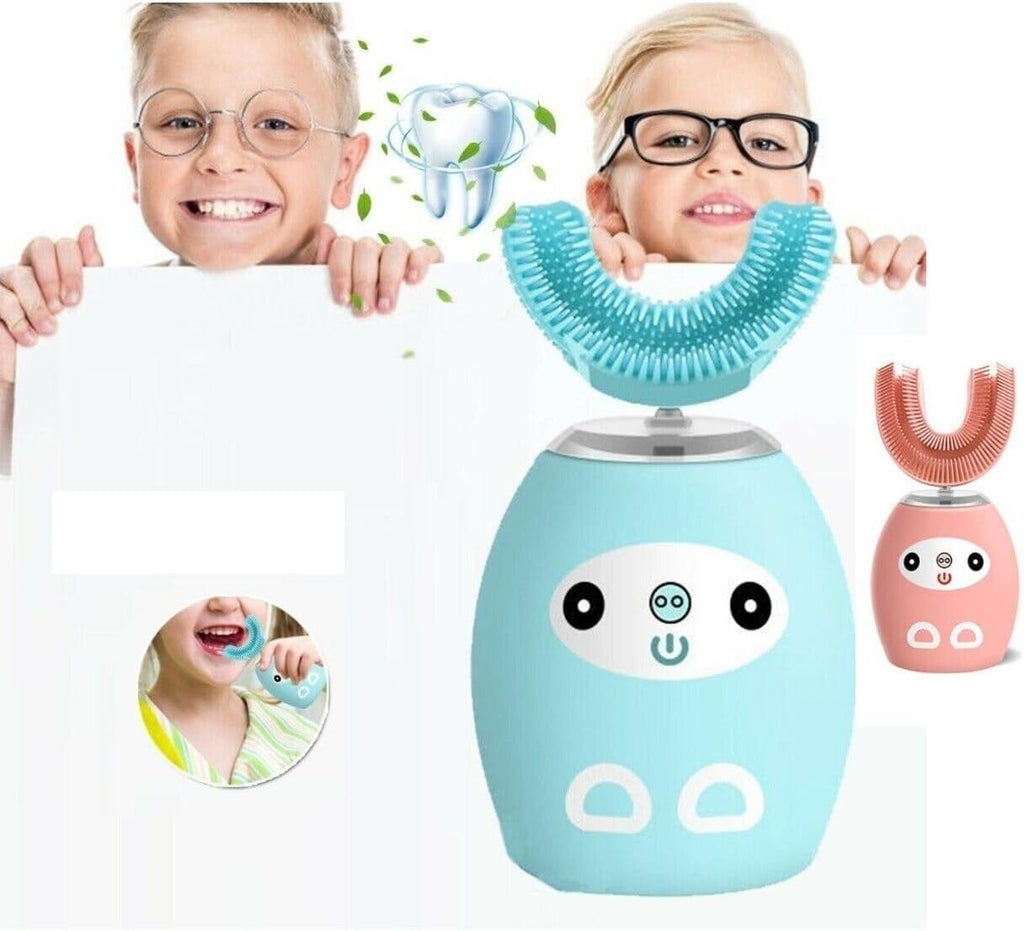 Spazzolino Elettrico Ultrasonico per Bambini – Forma a U, 4 Modalità, IPX7 Impermeabile, Pulizia e Sbiancamento Dentale